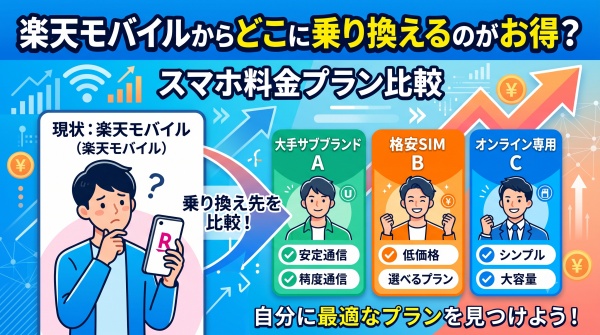 楽天モバイルからどこに乗り換えるのがお得?スマホ料金プラン比較
